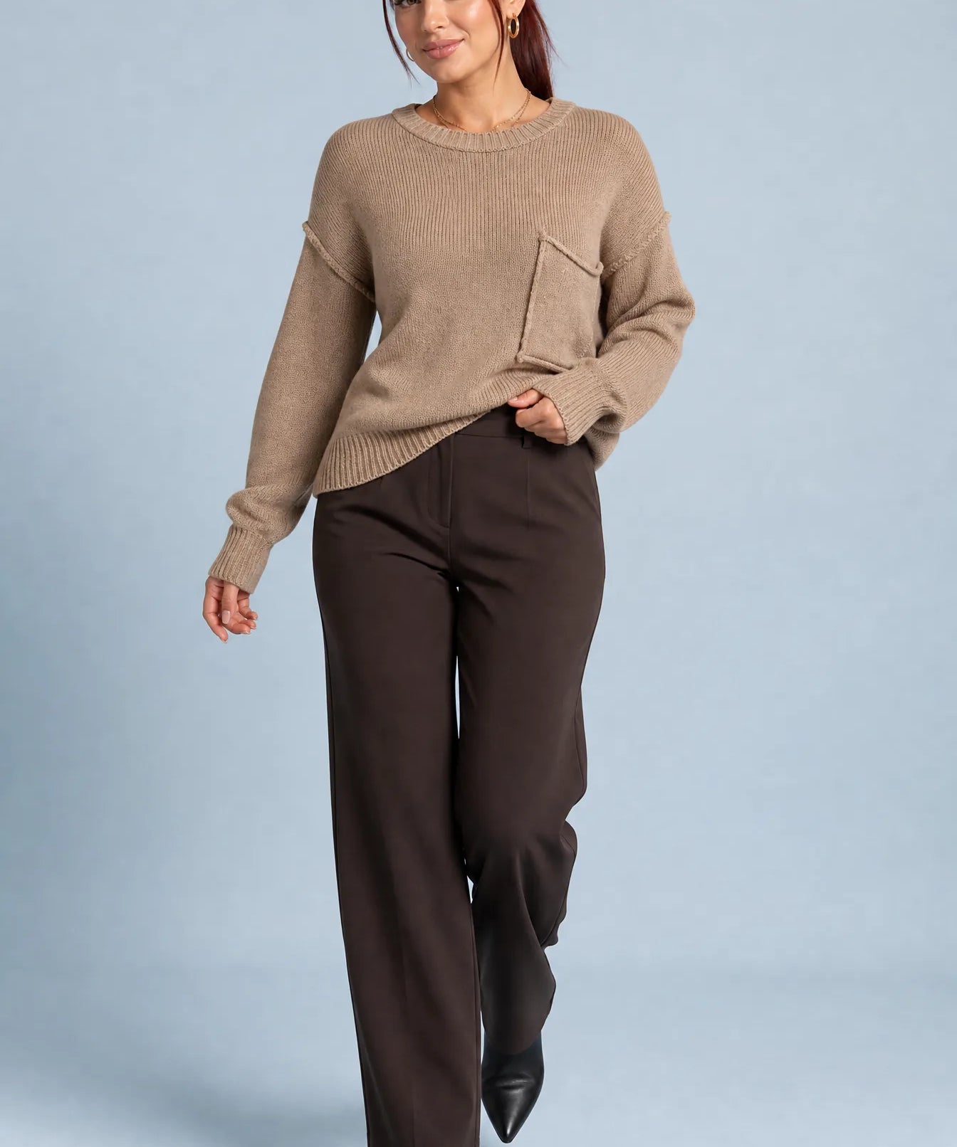 Pull ample à poche poitrine | Vue de face | Lounelle Paris