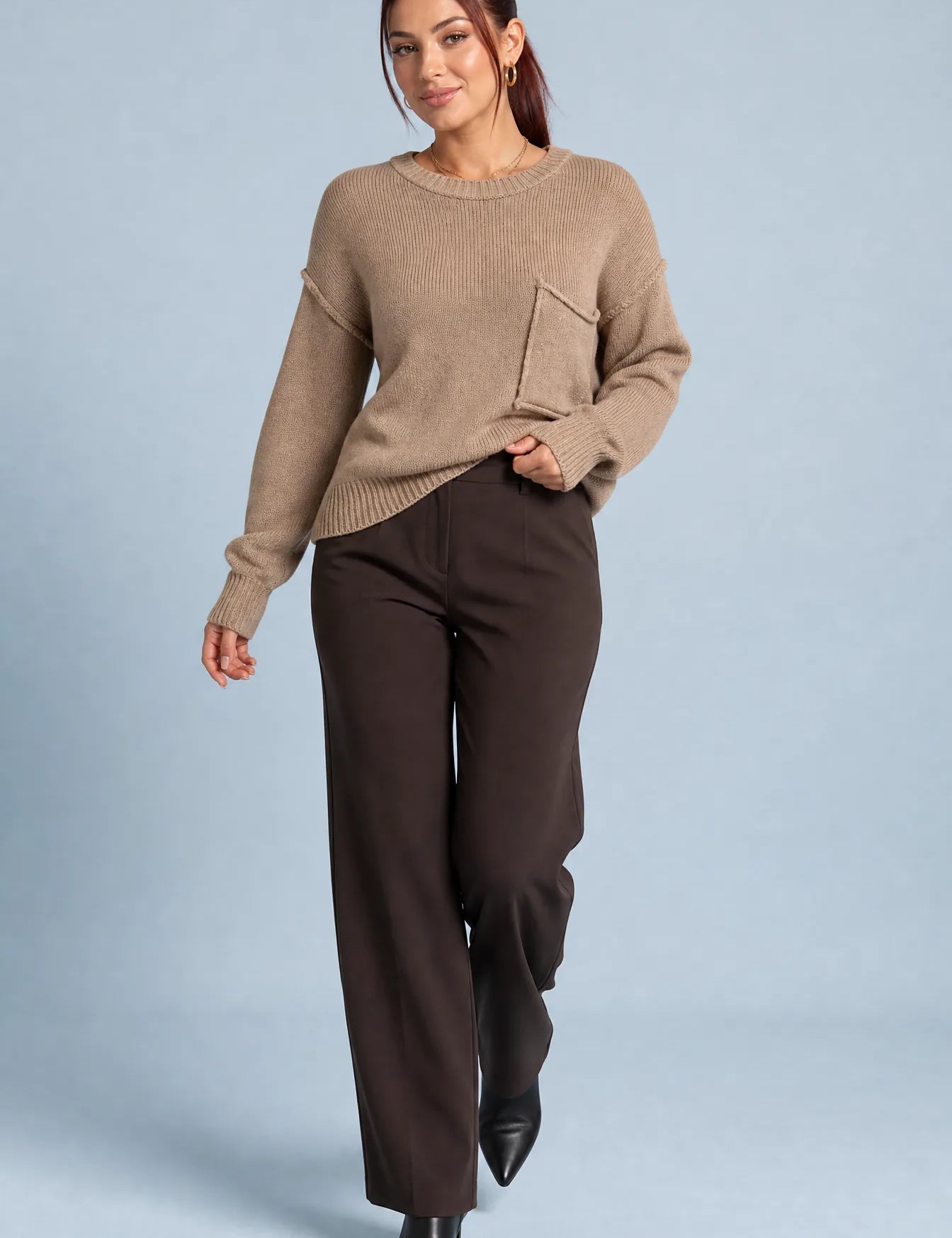 Pull ample à poche poitrine | Vue de face | Lounelle Paris