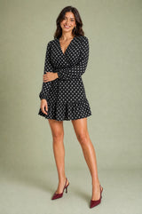 Robe à pois col V