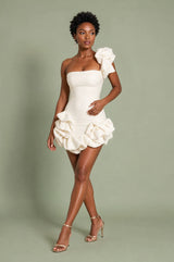 Robe bustier asymétrique volantée