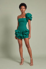 Robe bustier asymétrique volantée