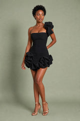 Robe bustier asymétrique volantée