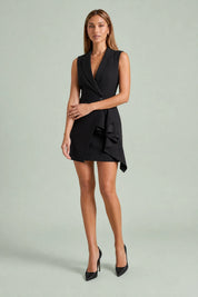 Robe col blazer sans manches | Variante Noir | Lounelle Paris