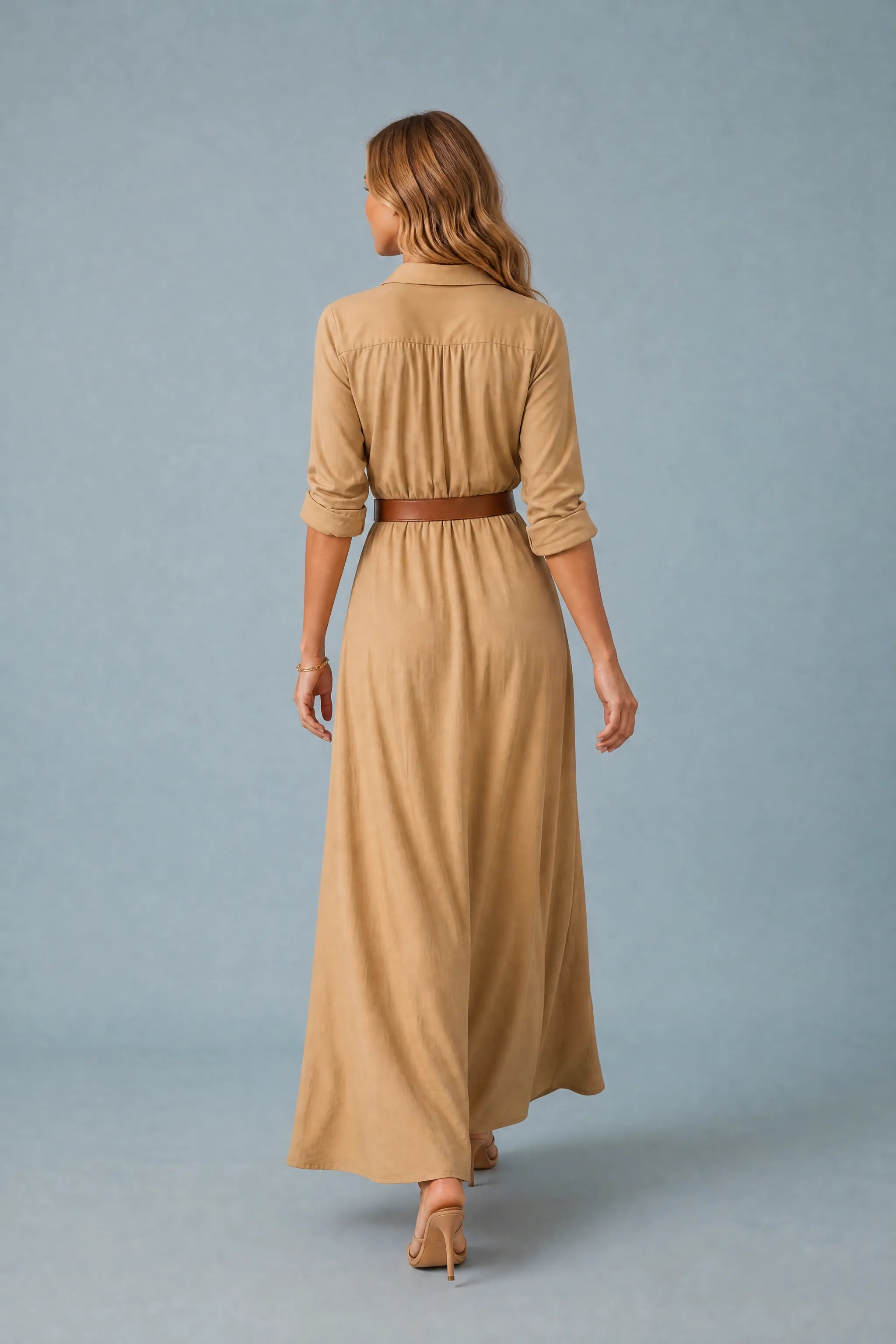 Robe col chemise ceinturée | Vue de dos | Lounelle Paris