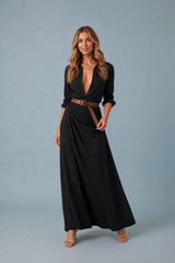 Robe col chemise ceinturée