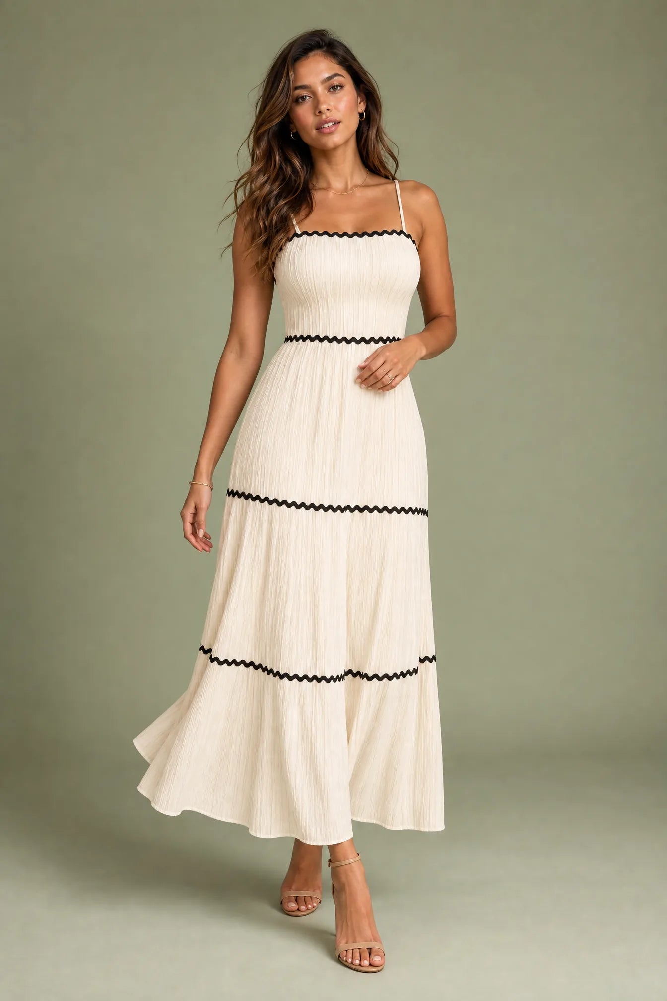 Robe longue abricot bretelles dos noué | Vue de face | Lounelle Paris