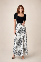 Robe longue bicolore col carré