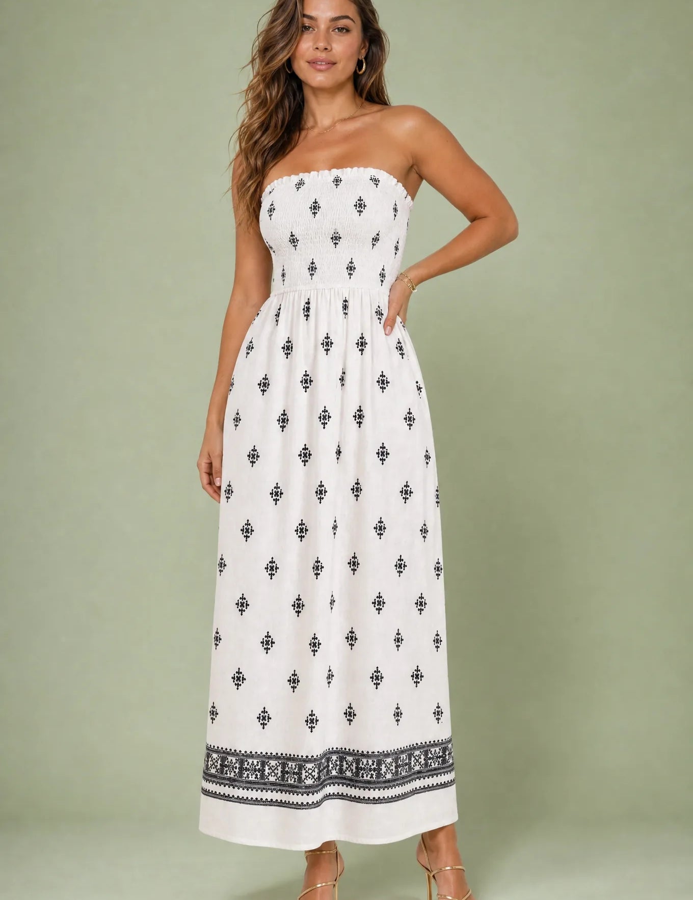 Robe longue blanche bandeau dos nu | Vue de face | Lounelle Paris