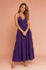 Robe longue col halter dos nu