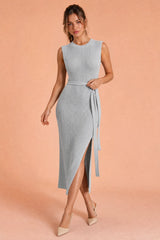Robe longue en maille fendue