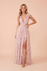 Robe longue fleurie dos nu