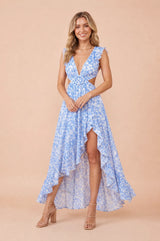 Robe longue fleurie dos nu