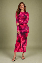 Robe longue moulante tie-dye