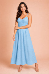 Robe longue smockée dos nu