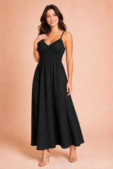 Robe longue smockée dos nu