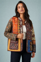 Veste matelassée patchwork coupe ample | Vue rapprochée | Lounelle Paris