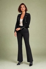 Veste motarde suéde zip asymétrique